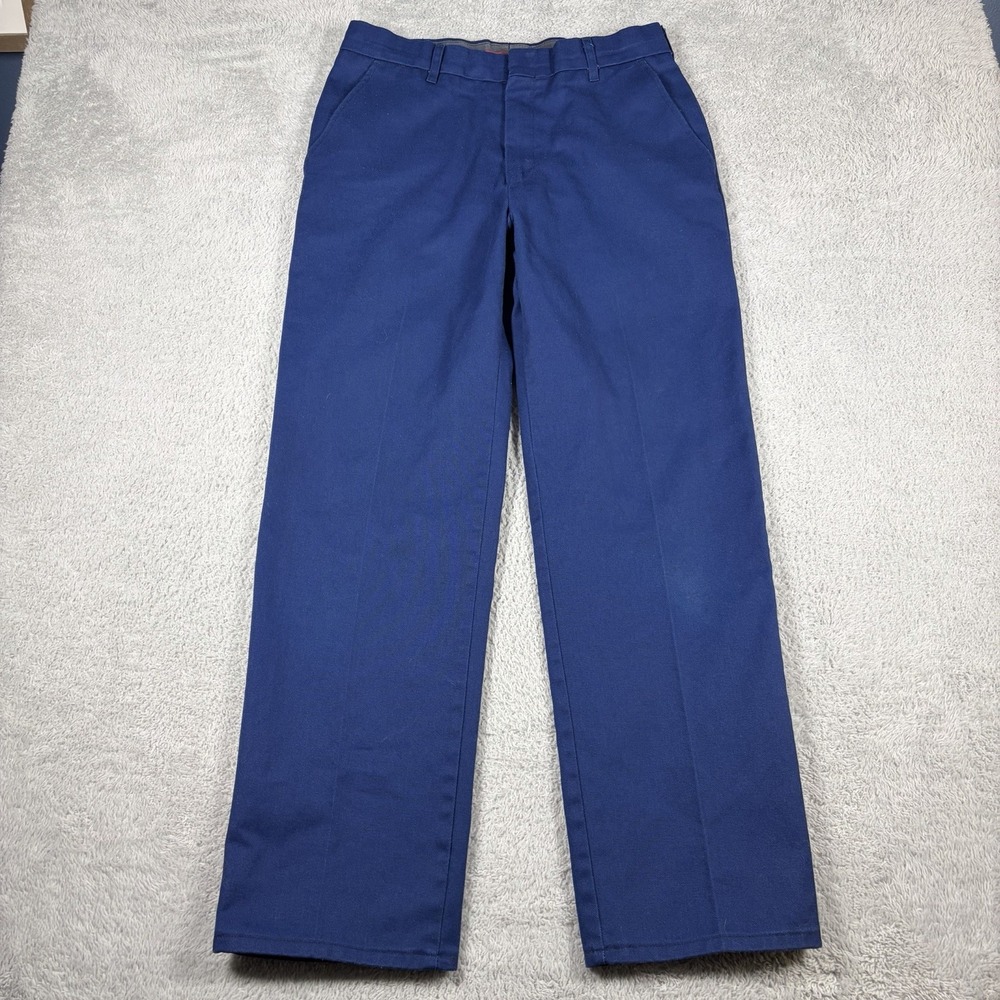 VINTAGE Work Trouser Pants VF Imagewear Navy Blue Mens 34R Made in USA Poly